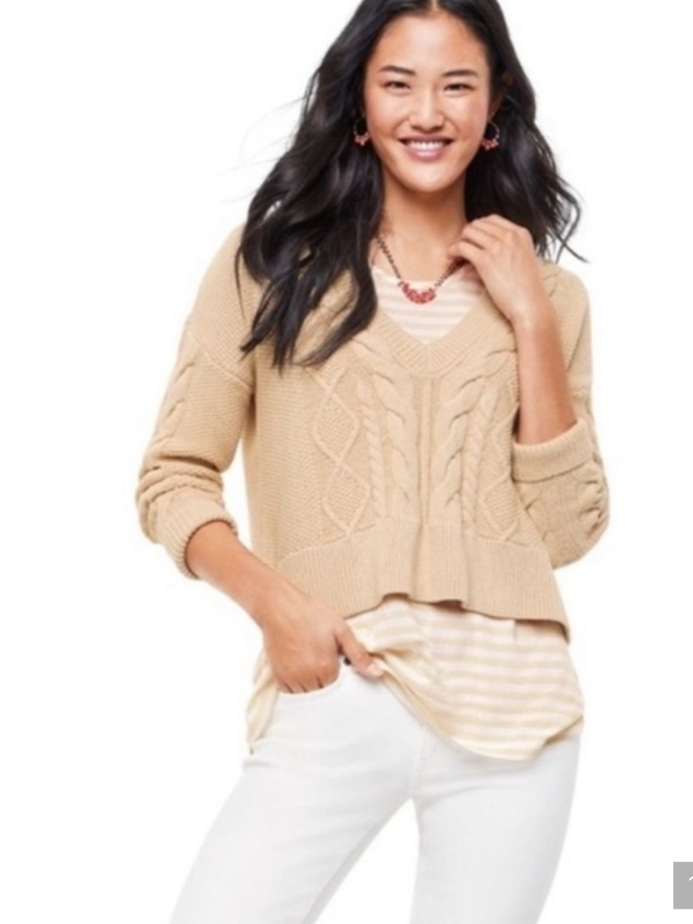 CAbi Comeback Tank In Cream and White Stripe Style Number 5762